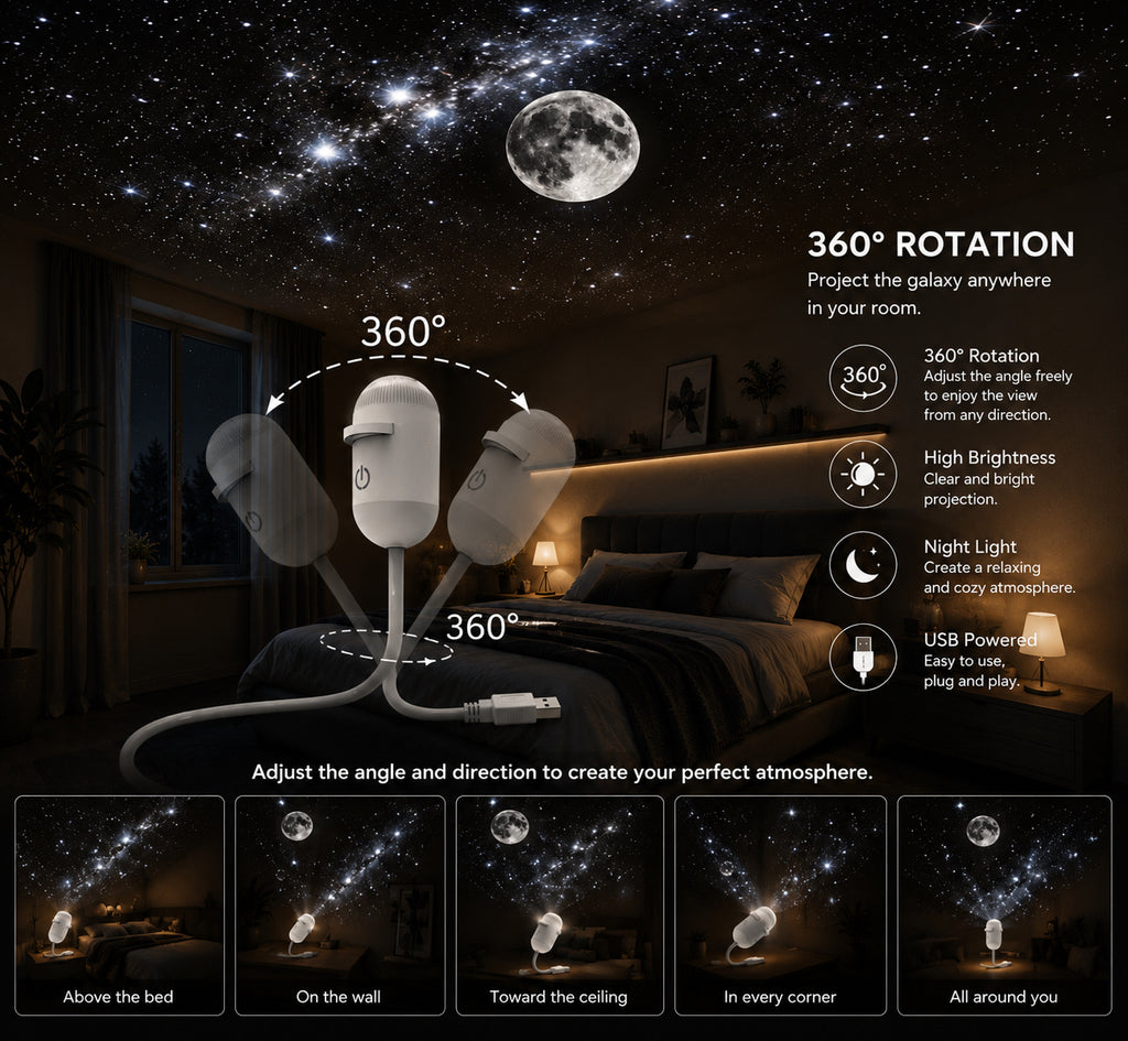 2 in 1 Galaxy Projector and Night Light